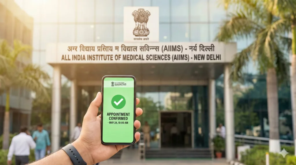 opd registration hospital appointment in front of Indian government hospital